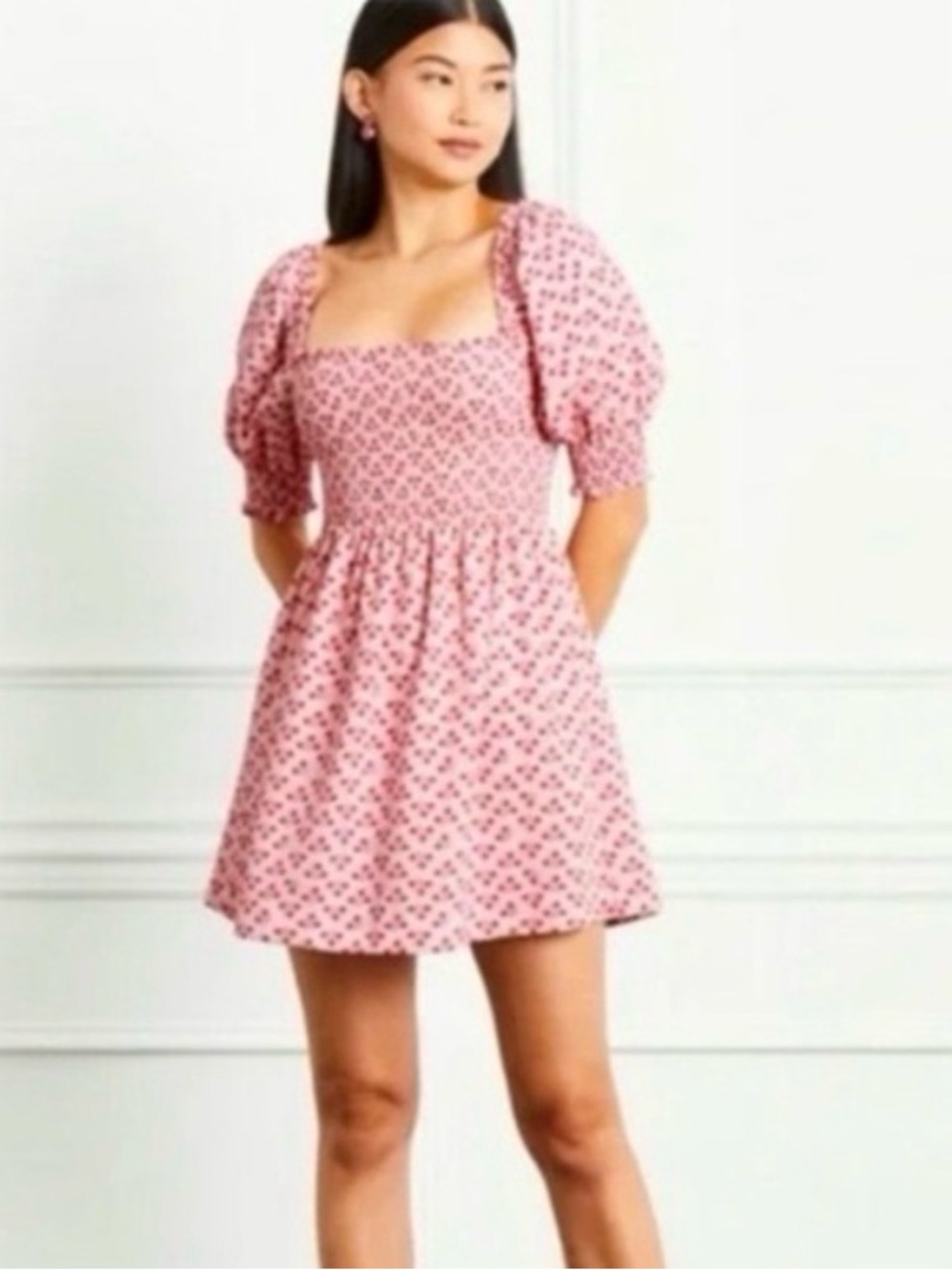 Hill House Home Athena Nap Dress Pink Spaced Floral Poly Crepe